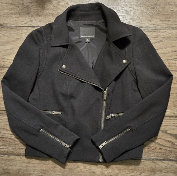 Banana Republic Black Moto Jacket Size 6 - Picture 9 of 12
